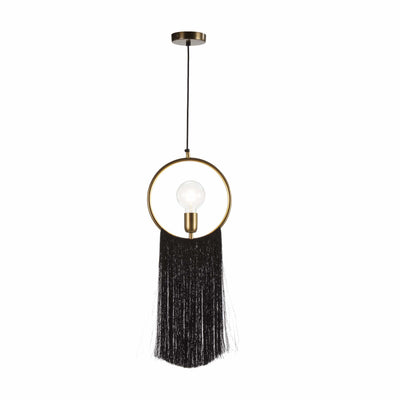 Design KNB Black Ceiling Lamp with Golden Metal and Fabric Threads