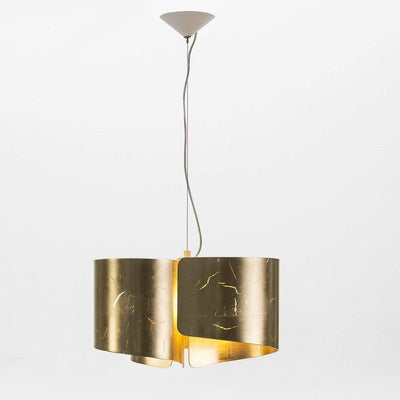 Design KNB Ceiling Light in Curved Golden Glass with a white metal ceiling attachment