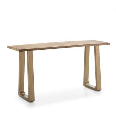 Design KNB Console Table with Natural Wood and Golden Metal legs