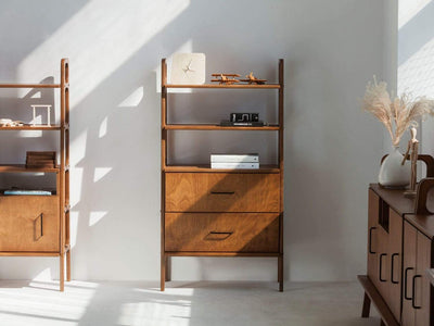 Design KNB Mid century bookcase FRISK Midi with drawers