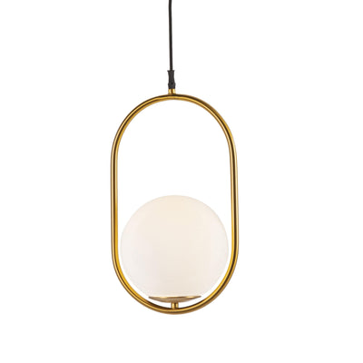 Design KNB Minimalist Ceiling Pendant with Golden Metal surround and white Glass