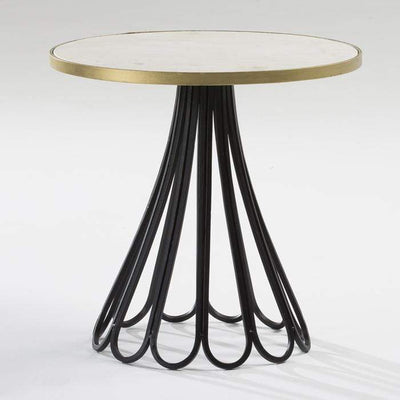 Design KNB Side Table/ Auxiliary Table in White Marble and Black Metal