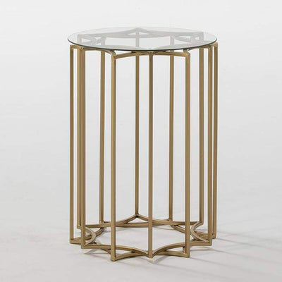 Design KNB Side Table in Glass and Golden Metal