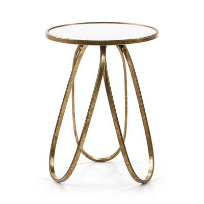 Design KNB Side Table with a Mirror and Golden Metal