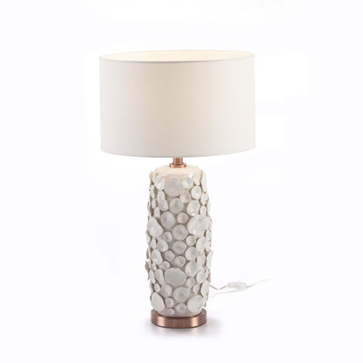 Design KNB Table Light in White Ceramic and Copper Metal without a Lampshade