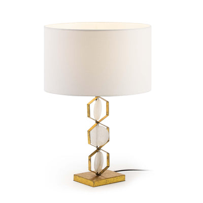 Design KNB Table Light with Golden Metal and White Stone base