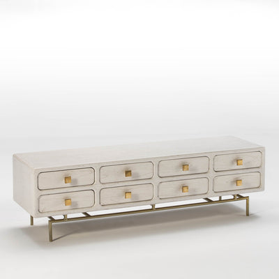 Design KNB TV Furniture in White Wood with Golden Metal