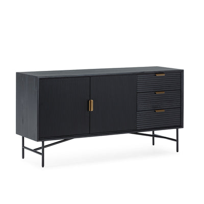 Black Wooden Sideboard with Metal Legs