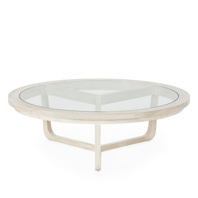 Coffee Table in Cedar Wood and Glass- White Veiled