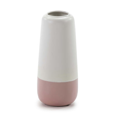 Design KNB 16WX16DX37H cm Ceramic Vase in White/Pink