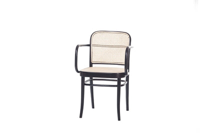 Design KNB Black No.811 Cane Armchair by Ton (Sold in a set of 2)