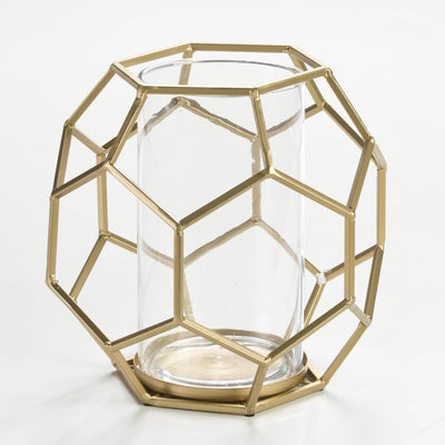 Design KNB Candle Holder in Glass and Golden Metal