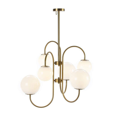 Design KNB Ceiling Lamp with White Glass and Golden Metal
