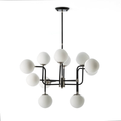 Design KNB Ceiling Light with a Black/Nickel Metal Structure with White Glass Lampshades
