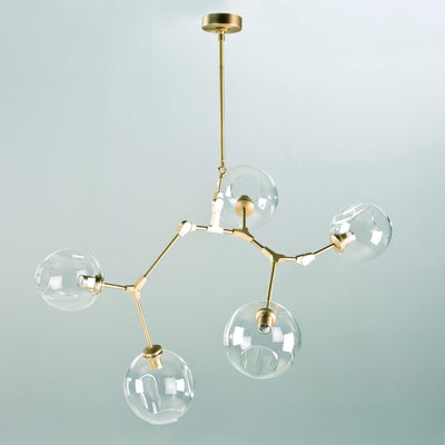 Design KNB Ceiling Light with Glass Lampshades in Golden Metal