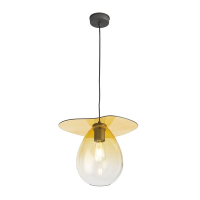 Design KNB Ceiling Pendant in Amber Glass