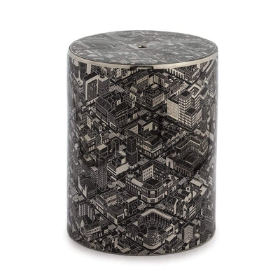 Design KNB Ceramic Stool/Side Table in Black and Silver with a pattern