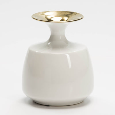 Design KNB Ceramic Vase in White and Gold