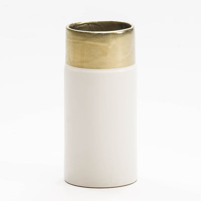 Design KNB Ceramic Vase in White/Gold