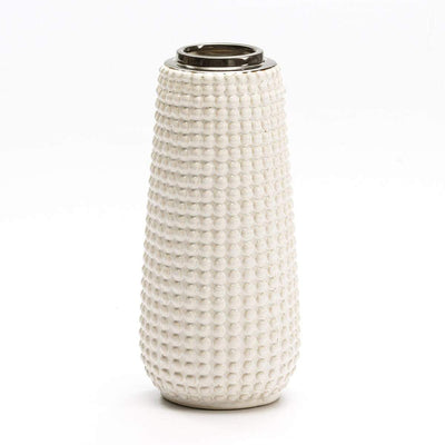 Design KNB Ceramic White and Golden Detailed Vase