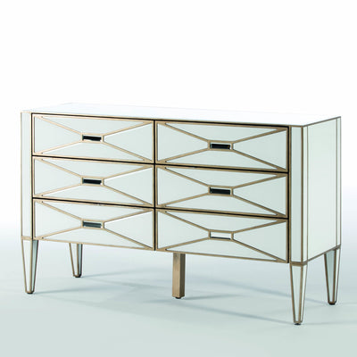 Design KNB Chest of Drawers in White/Transparent and Golden Mirror