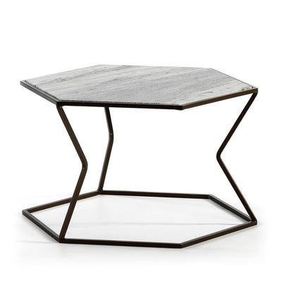 Design KNB Coffee Table in Dark Brown Metal with a Marble top