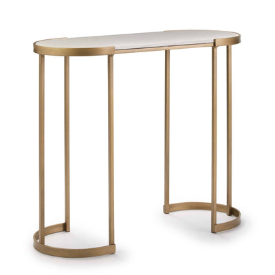 Design KNB Console Table with a White Marble Top and a Golden Metal Base