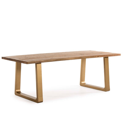 Design KNB Dining Table made of Old Fir Wood and Golden Metal Legs