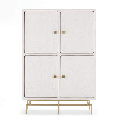 Design KNB Double Height tall Sideboard in White, Grey or Black Wood with Golden Metal Legs