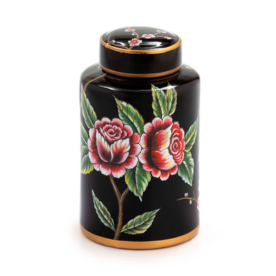 Design KNB Earthenware Ceramic Jar in Black/Multicolour