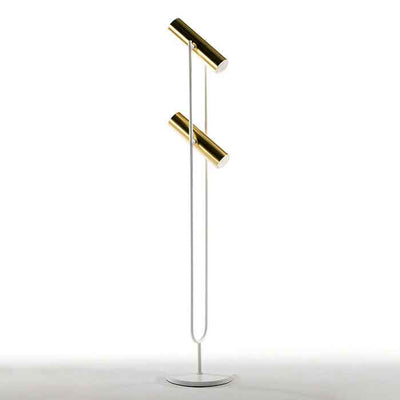 Design KNB Floor Lamp in Gold and White Metal with Golden Lampshades