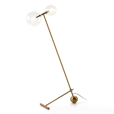 Design KNB Floor Lamp with Golden Metal and Glass