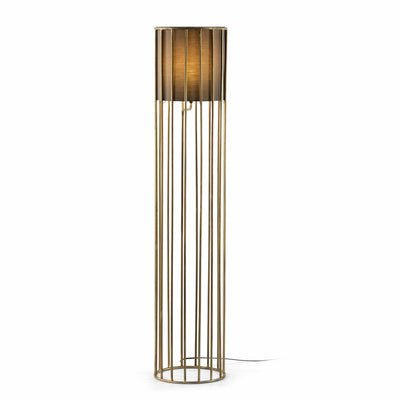 Design KNB Floor Light with a Golden Metal Stand and Brown Lampshade