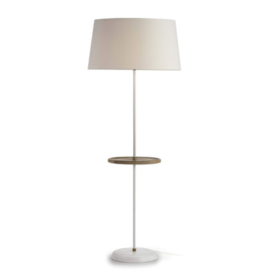 Design KNB Floor Light with White Metal and Wooden and Gold Shelf without a Lampshade