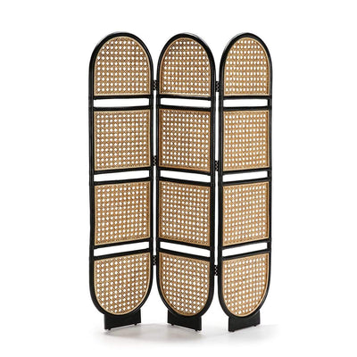 Design KNB Folding Screen in Natural and Black Wicker