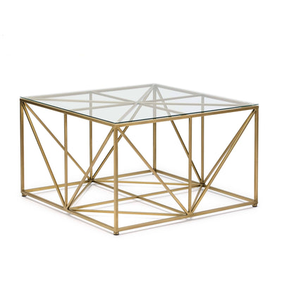 Design KNB Gold and Glass Square Coffee Table