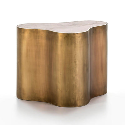 Design KNB Golden Metal Side Table with a White Marble top
