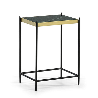Design KNB Green Marble Side Table with a Black Metal Frame