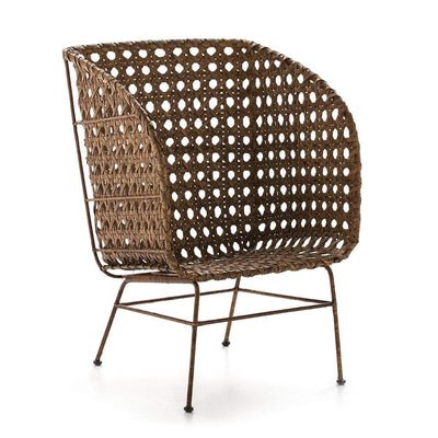 Design KNB Honey Wicker Armchair with Metal Legs