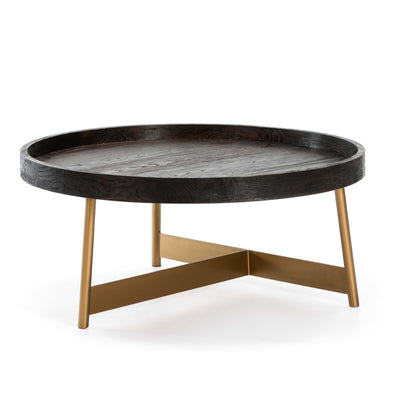 Design KNB Round Coffee Table in Dark Brown Wood