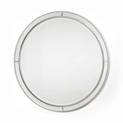 Design KNB Round Glass Mirror with a Silver MDF Frame