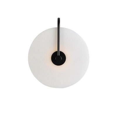 Design KNB Round White Marble and Black Metal Wall Light