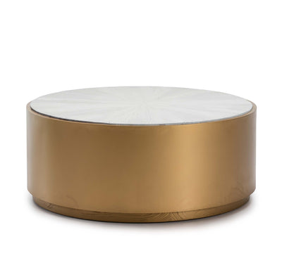 Design KNB Round Wood and Golden Coffee Table