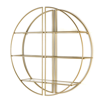 Design KNB Shelf Shelf in Glass and Golden Metal