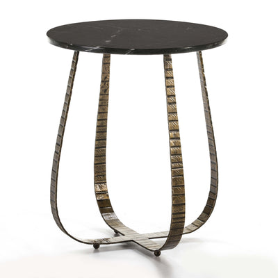 Design KNB Side Table in Black Marble and Golden Metal