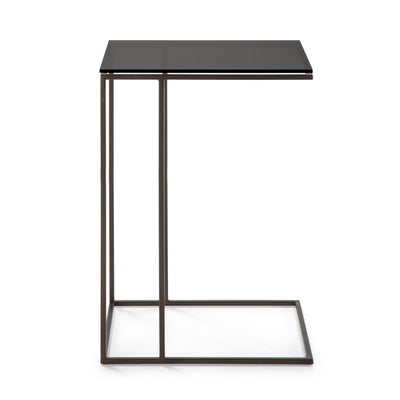 Design KNB Side Table in Smoke Glass with a Golden Metal Base