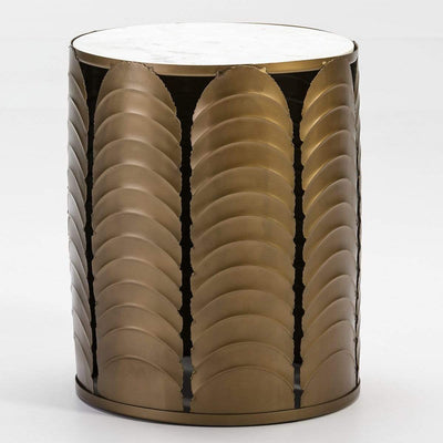 Design KNB Side Table in White Marble and Golden Metal Frame