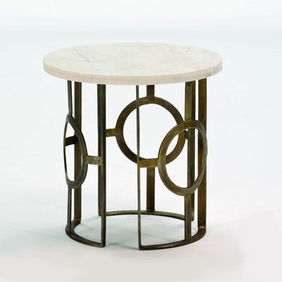 Design KNB Side Table in White Marble with a Bronze Metal Base