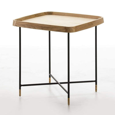 Design KNB Side Table in Wood with Black/Golden Metal Legs