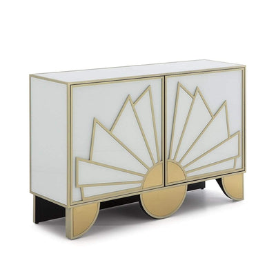 Design KNB Sideboard in White Glass and Golden Metal